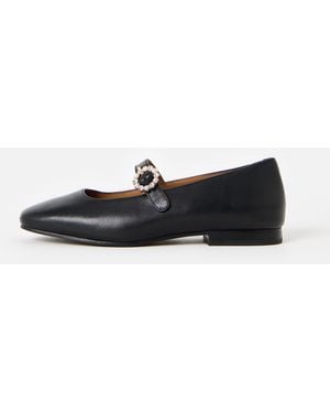 Oliver Bonas Diamante Buckle Mary Jane Ballet Flats, Size 3 - White
