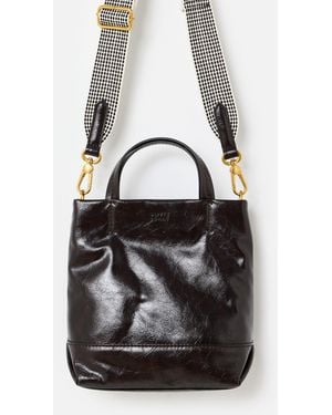 Oliver Bonas Mia Chocolate Crackle Mini Tote Crossbody Bag - Black