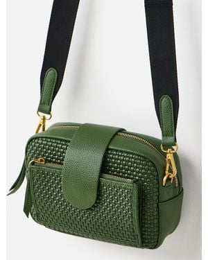 Oliver Bonas Charlee Khaki Weave Crossbody Bag - Green