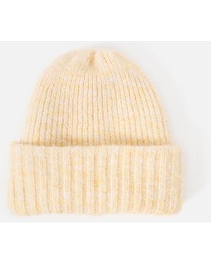 Oliver Bonas Butter Fluffy Ribbed Knitted Beanie Hat - Natural