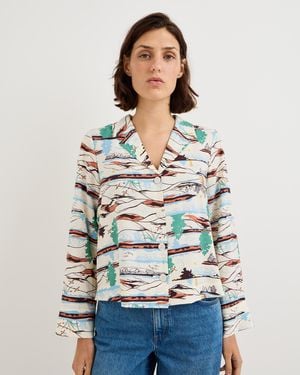 Oliver Bonas Landscape Print Open Collar Shirt, Size 10 - Multicolour