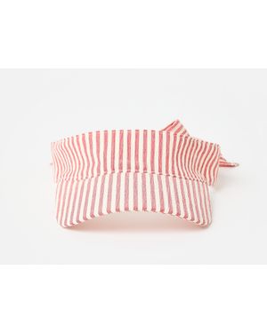 Oliver Bonas Striped Bow Sun Visor Hat - Pink