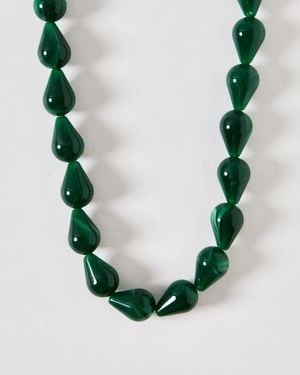 Oliver Bonas Midori Teardrop Beaded Necklace - Green