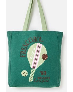 Oliver Bonas Frescobol Fabric Tote Shopper Bag - Green