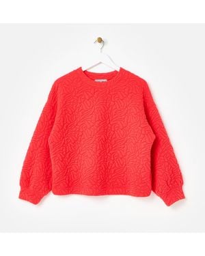 Oliver Bonas Floral Quilted Sweatshirt, Size 12 - Red