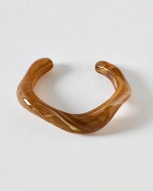 Oliver Bonas Dawn Resin Curved Cuff Bangle - Brown