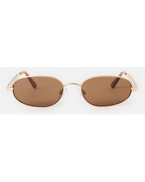 Oliver Bonas Tone Metal Oval Sunglasses - Natural