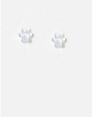 Oliver Bonas Milo Paw Print Sterling Stud Earrings - White
