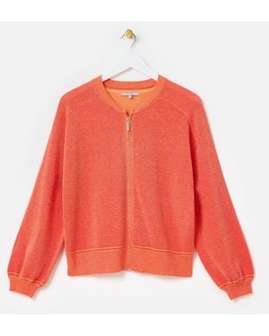 Oliver Bonas Sparkle Zip Up Knitted Bomber Jacket, Size 8 - Orange