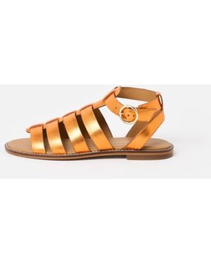 Oliver Bonas Metallic Leather Gladiator Sandals, Size Uk 3 - Orange