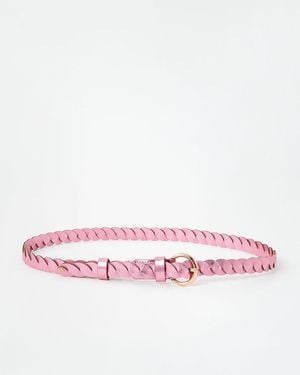 Oliver Bonas Metallic Twisted Jeans Belt, Size Small - Pink