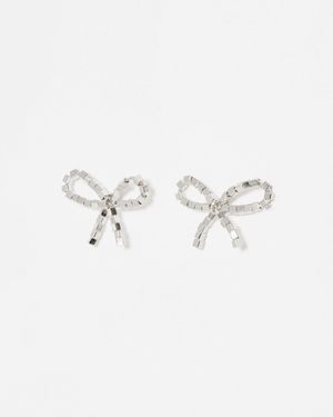 Oliver Bonas Disco Tone Square Nugget Bow Earrings - Metallic