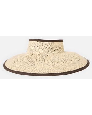 Oliver Bonas Cream Open Weave Large Packable Sun Visor Hat - Natural