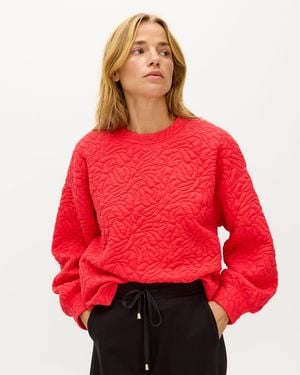 Oliver Bonas Red Abstract Floral Quilted Sweatshirt, Size 8