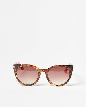 Oliver Bonas Cat Eye Faux Tortoiseshell Acetate Sunglasses - Black
