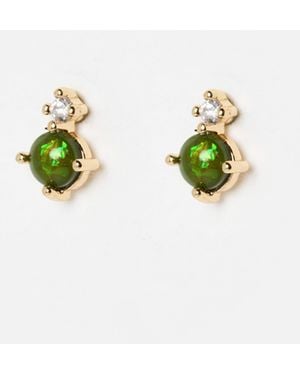 Oliver Bonas Evie Green Double Stone Stud Earrings - Blue