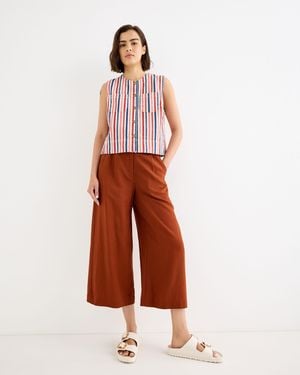 Oliver Bonas Cropped Wide Leg Trousers, Size 10 - Brown