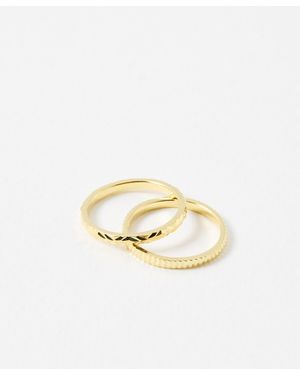 Oliver Bonas Anita Ridged Texture Stacking Rings Set Of Two - Metallic