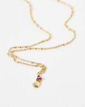 Oliver Bonas Megyn Shell Charm Pendant Necklace - White