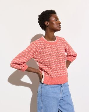 Oliver Bonas Wavy Stripe Crew Neck Knitted Jumper, Size 6 - Red