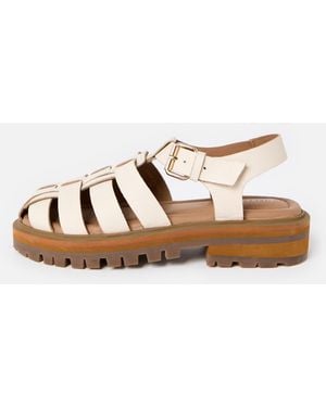 Oliver Bonas Ecru Leather Chunky Fisherman Sandals, Size 5 - White