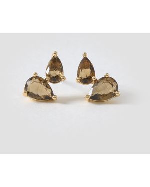 Oliver Bonas Esme Stone Stud Earrings - Metallic