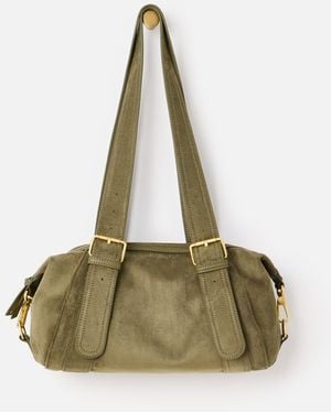 Oliver Bonas Cleo Khaki Faux Suede Small Shoulder Bag - Natural