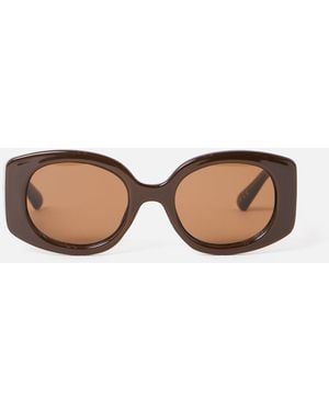 Oliver Bonas Angled Oval Sunglasses - Brown