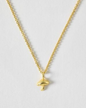 Oliver Bonas Myra Mushroom Charm Brushed Pendant Necklace - Metallic