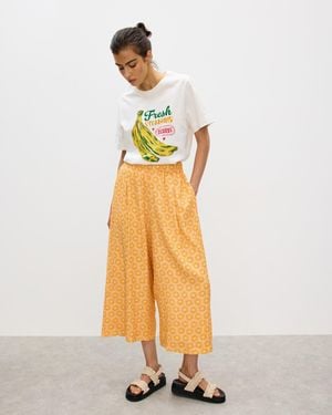 Oliver Bonas Sunburst Print Cropped Wide Leg Trousers, Size 6 - Orange