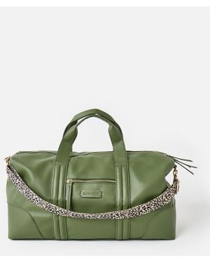 Oliver Bonas Hattie Leopard Print Strap Weekend Bag - Green