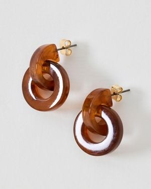 Oliver Bonas Cami Mini Resin Loop Drop Earrings - Brown