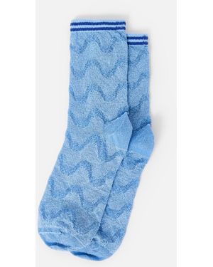 Oliver Bonas Glitter Wavy Striped Ankle Socks - Blue