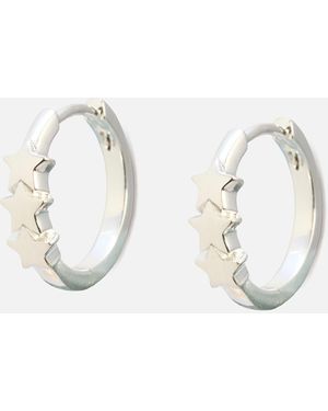 Oliver Bonas Tiny Triple Star Huggie Earrings - Natural