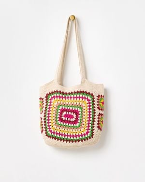 Oliver Bonas Rectangular Crochet Tote Bag - White