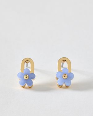 Oliver Bonas Doreen Blue Resin Flower Stud Earrings