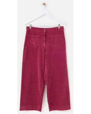 Oliver Bonas Dark Corduroy Cropped Wide Leg Trousers, Size 10 - Red