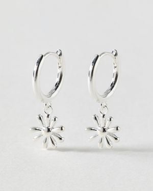 Oliver Bonas Delilah Daisy Flower Charm Hoop Drop Earrings - Metallic