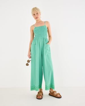 Oliver Bonas Striped Strappy Cropped Jumpsuit, Size 10 - Green