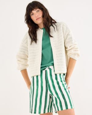 Oliver Bonas Ecru Sparkle Open Front Cardigan, Size 10 - Green