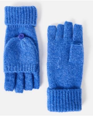 Oliver Bonas Cornflower Knitted Fingerless Mitten Gloves - Blue