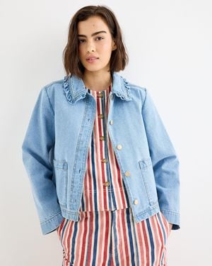 Oliver Bonas Light Frill Collar Denim Jacket, Size 12 - Blue