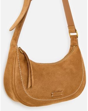 Oliver Bonas Ida Tan Faux Suede Sling Crossbody Bag - Brown