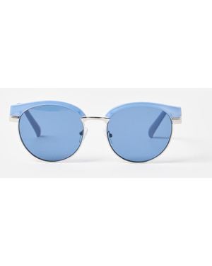 Oliver Bonas Powder Round Browline Sunglasses - Blue