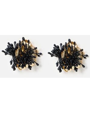 Oliver Bonas Delphina Black Stem Large Tone Flower Statement Earrings