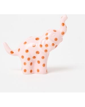 Oliver Bonas Polka Dot Elephant Ceramic Ring Holder - White