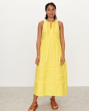 Oliver Bonas Scalloped Sleeveless Cotton Midi Dress, Size 6 - Yellow