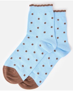 Oliver Bonas Blue & Chocolate Brown Polka Dot Ankle Socks