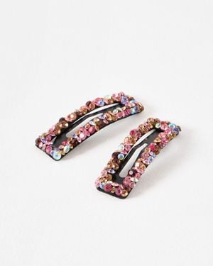 Oliver Bonas Celeste Stone Hair Clips Set Of Two - White