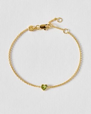 Oliver Bonas Auden Peridot Inlay Heart Charm Chain Bracelet - Metallic